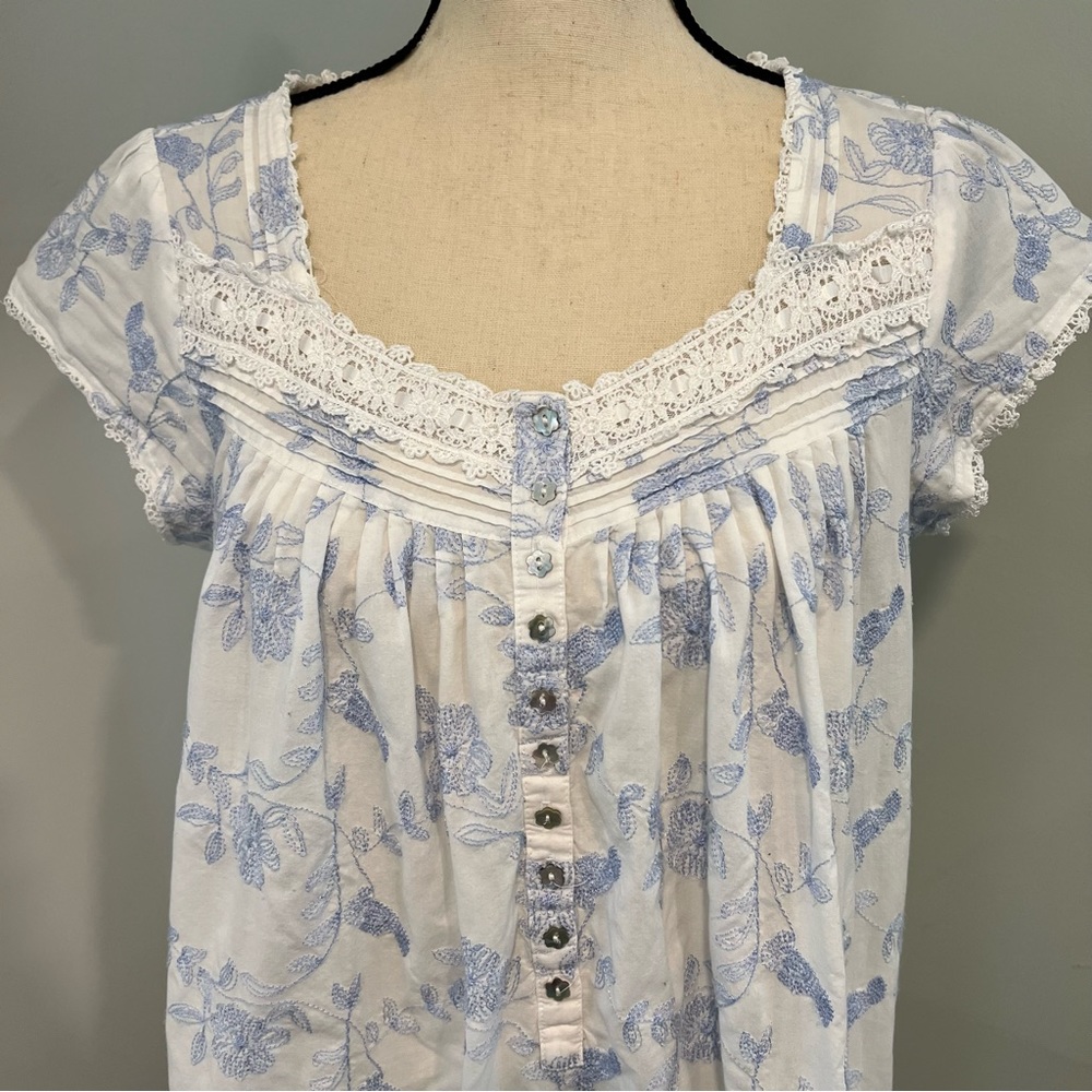 Eileen West White Cotton Embroidered Cap Sleeve Ballet Gown S - Picture 5 of 9